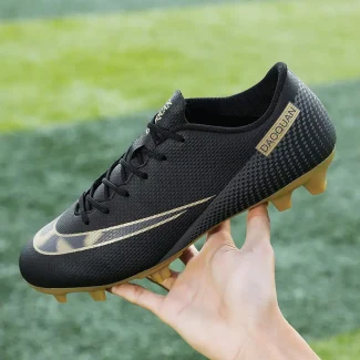 Custom Logo Professional Black Colour Training Futsal Cleats Kids' Cr7 Football Soccer Boots Shoes Size 35-47 Indoor Use