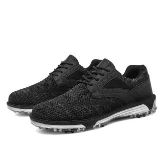 Factory Price Large Size With Cleats Microfiber Fashionable Golf Shoes Man Sports Waterproof Lightweight Leisure Badminton Shoes